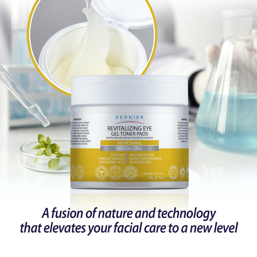 Dernier Under Eye Patches with Caffeine and Hyaluronic Acid | Hydrate, Refresh & Brighten Eye Contour – 100g (80 Pads)