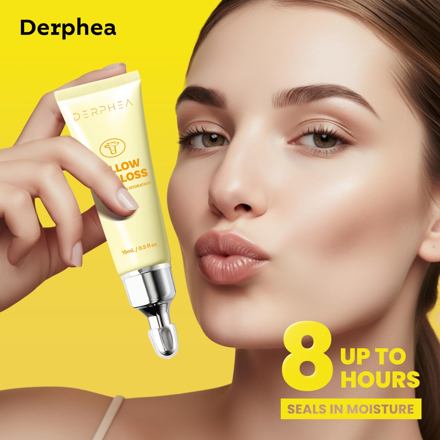 DERPHEA Organic Beef Tallow Lip Balm – 8H Hydration, Glossy Shine, Overnight Lip Mask (2 Tubes)