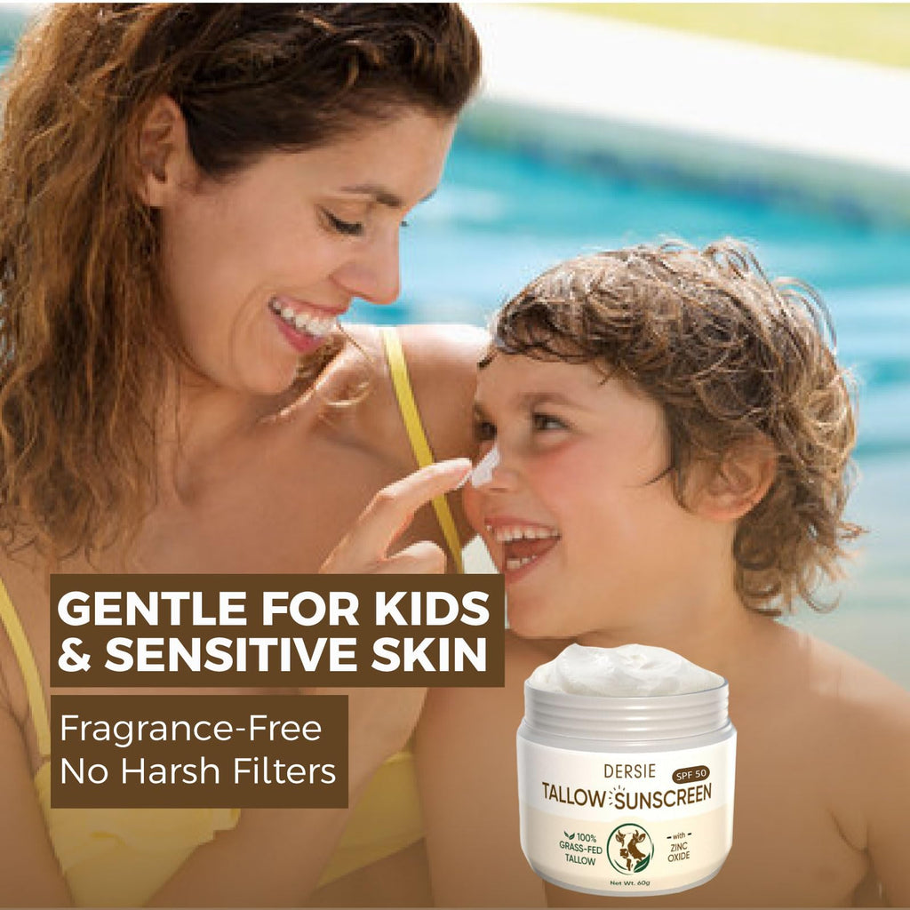 Dersie Tallow Sunscreen SPF 50 – Mineral Sunblock with Grass-Fed Tallow for Face & Body