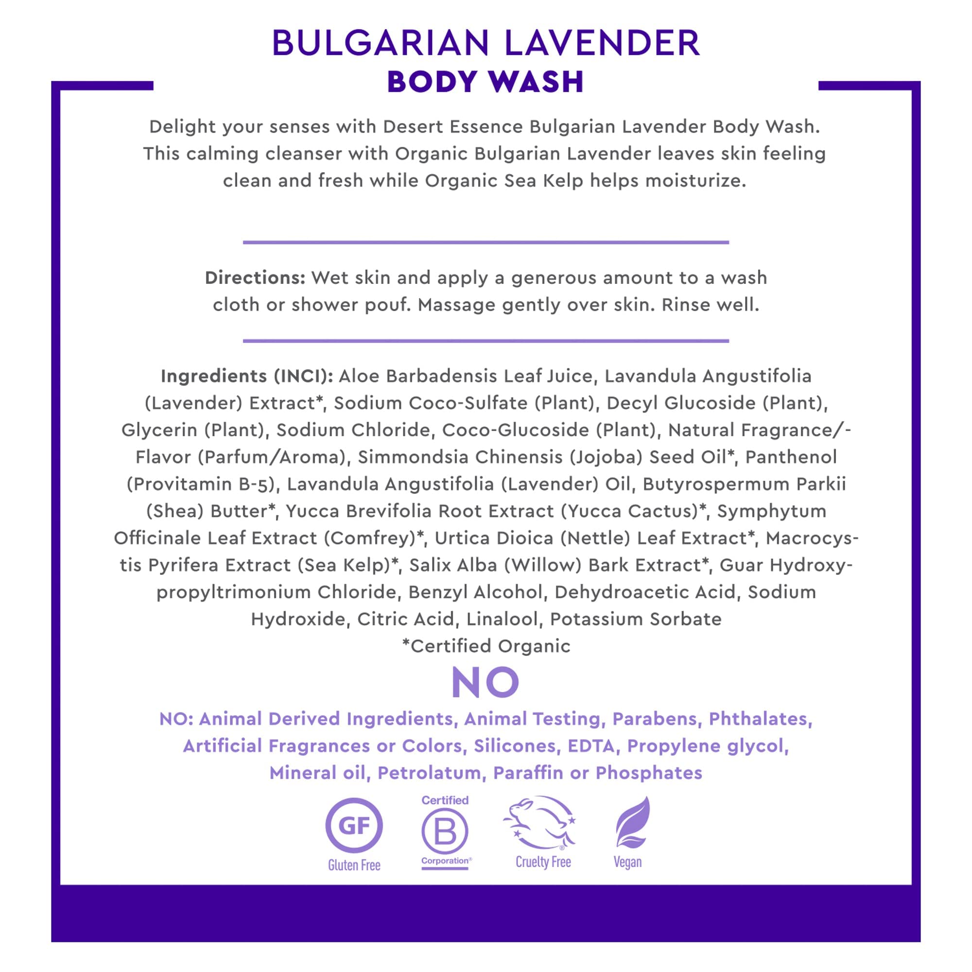 Desert Essence Bulgarian Lavender Body Wash – Gentle Cleansing and Soothing Skin (8 fl oz)