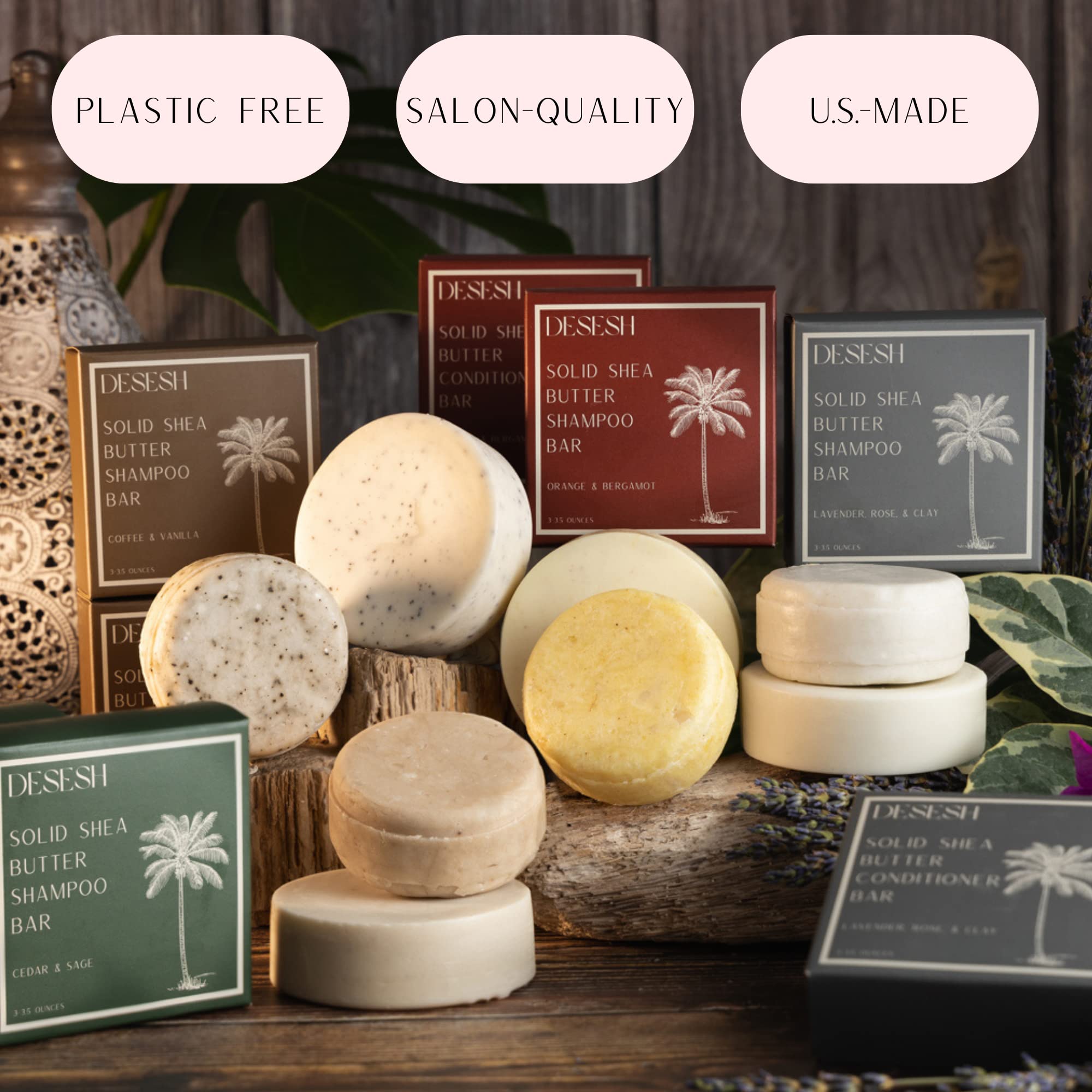 Desesh Shea Butter XL Solid Conditioner Bar – Coffee & Vanilla, US-Made, Plastic Free, Vegan