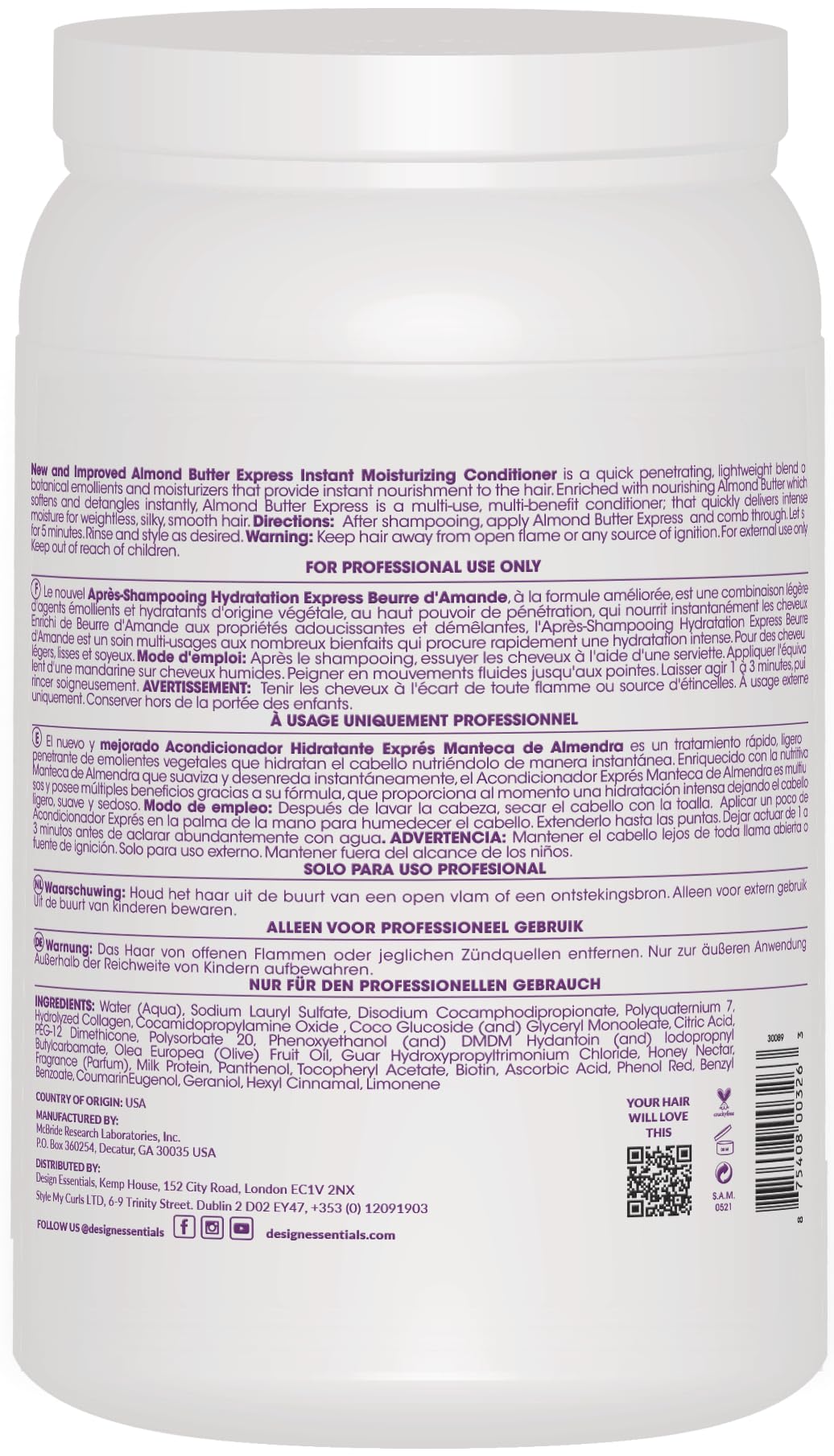 Design Essentials Almond Butter Express Instant Moisturizing Conditioner – 64 oz