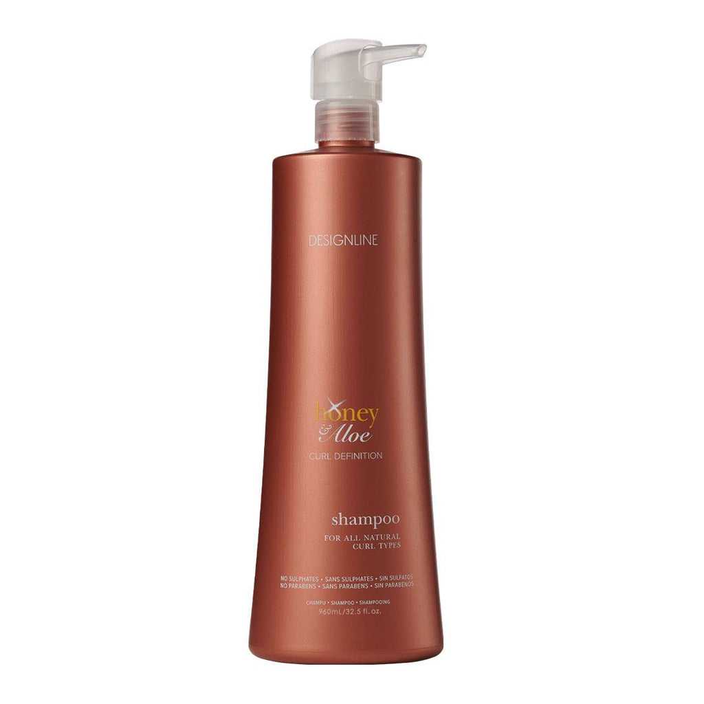 DESIGNLINE Honey & Aloe Shampoo – Gently Cleanses for Frizz-Free Defined Curls (32.5 oz)