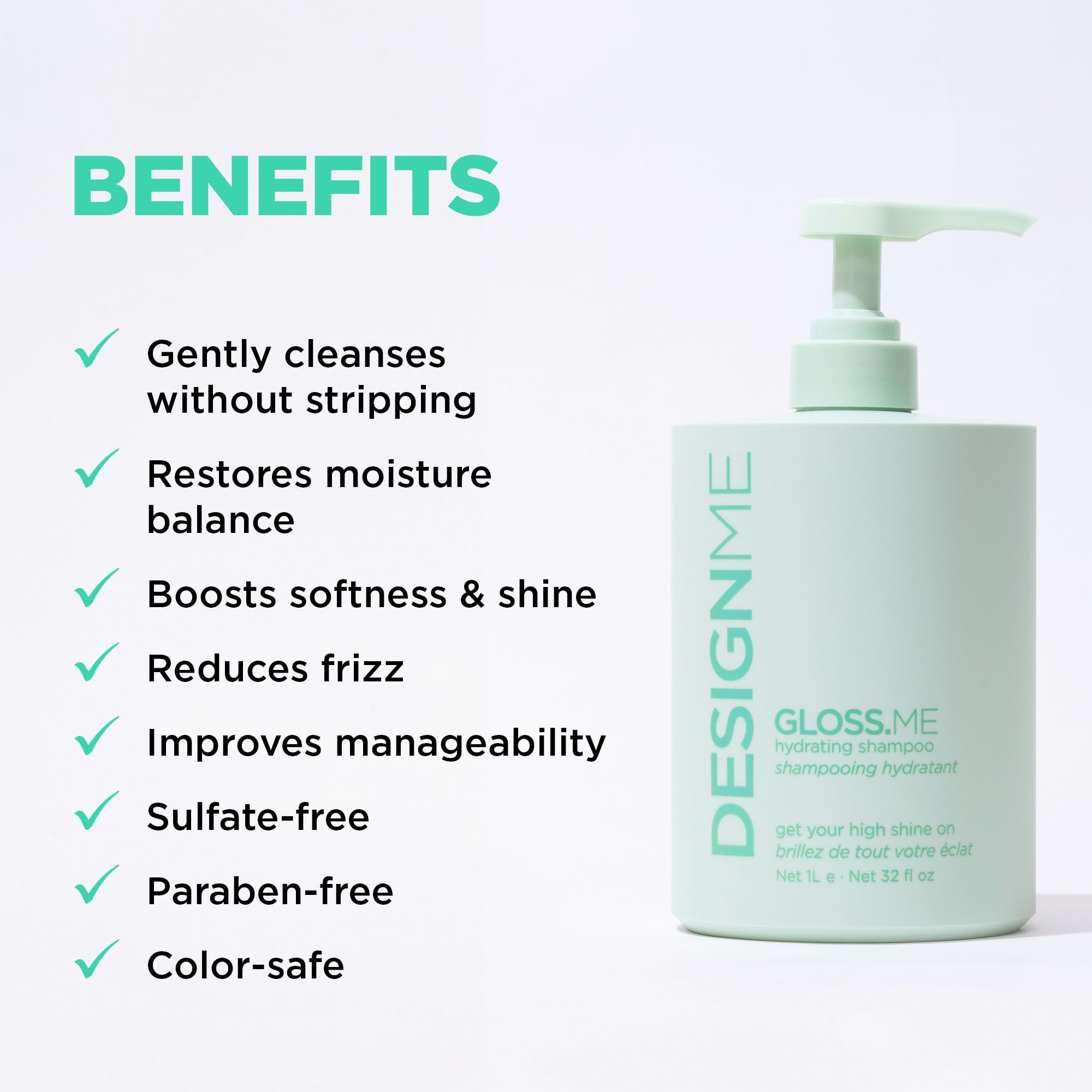 GLOSS.ME Hydrating Shampoo by DESIGNME | Hemp & Argan Oil for Softness & Shine | Color-Safe
