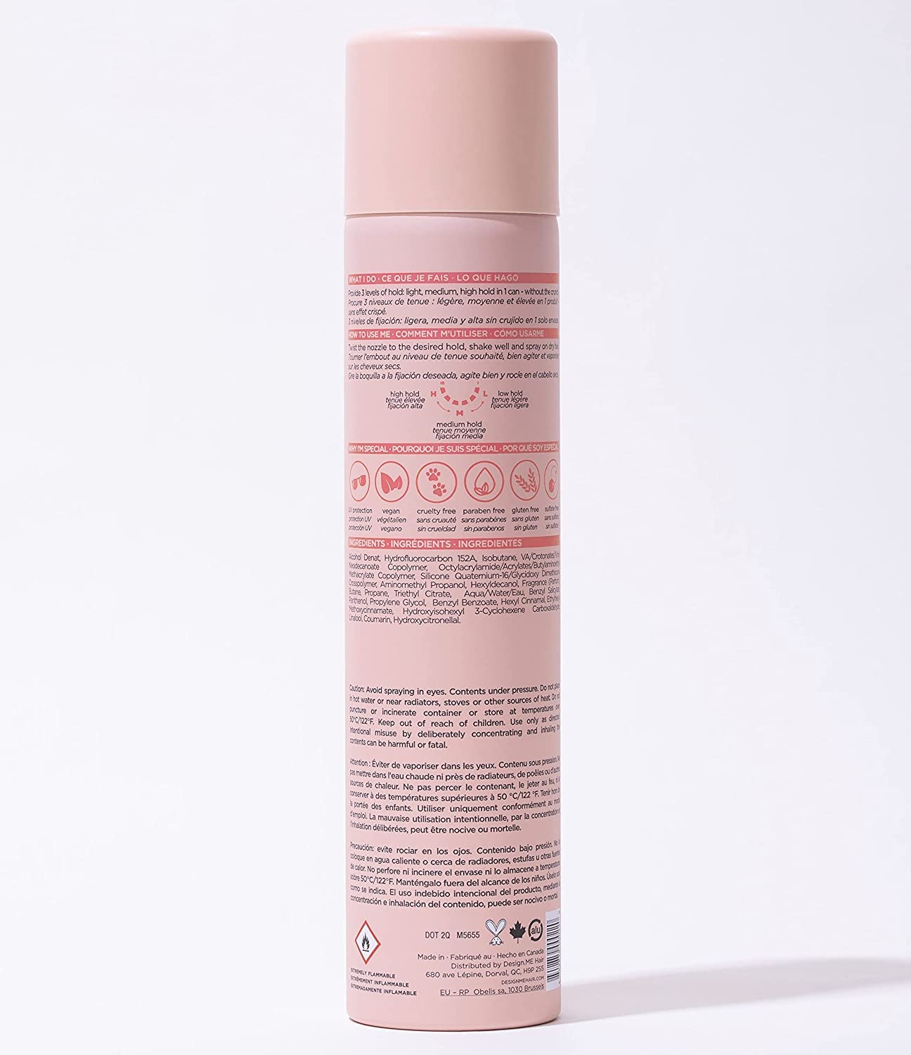 HOLD.ME Three-Way Hairspray by DESIGNME | Light, Medium & High Hold in 1 Can | 9.5 oz