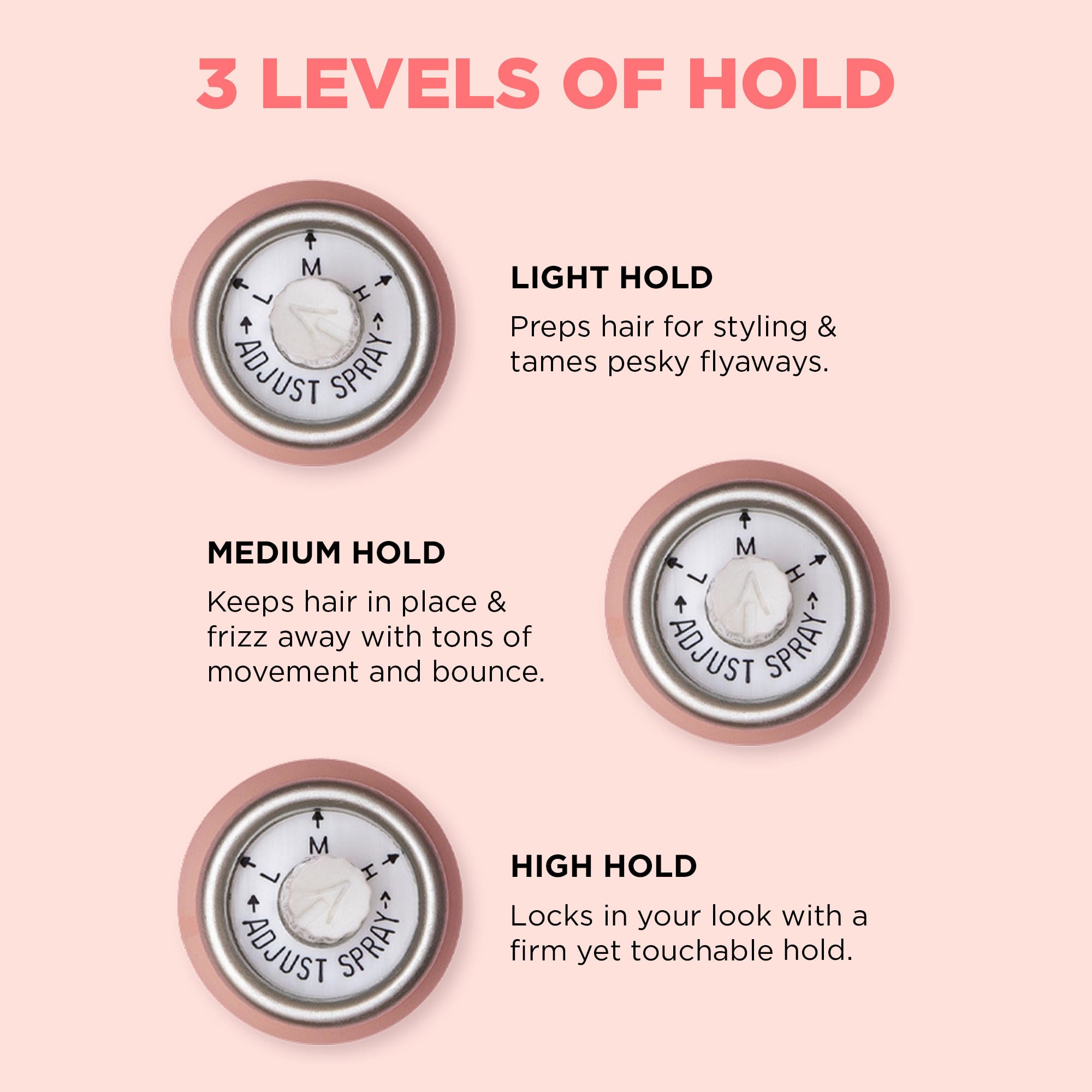 HOLD.ME Three-Way Hairspray by DESIGNME | Light, Medium & High Hold in 1 Can | 9.5 oz