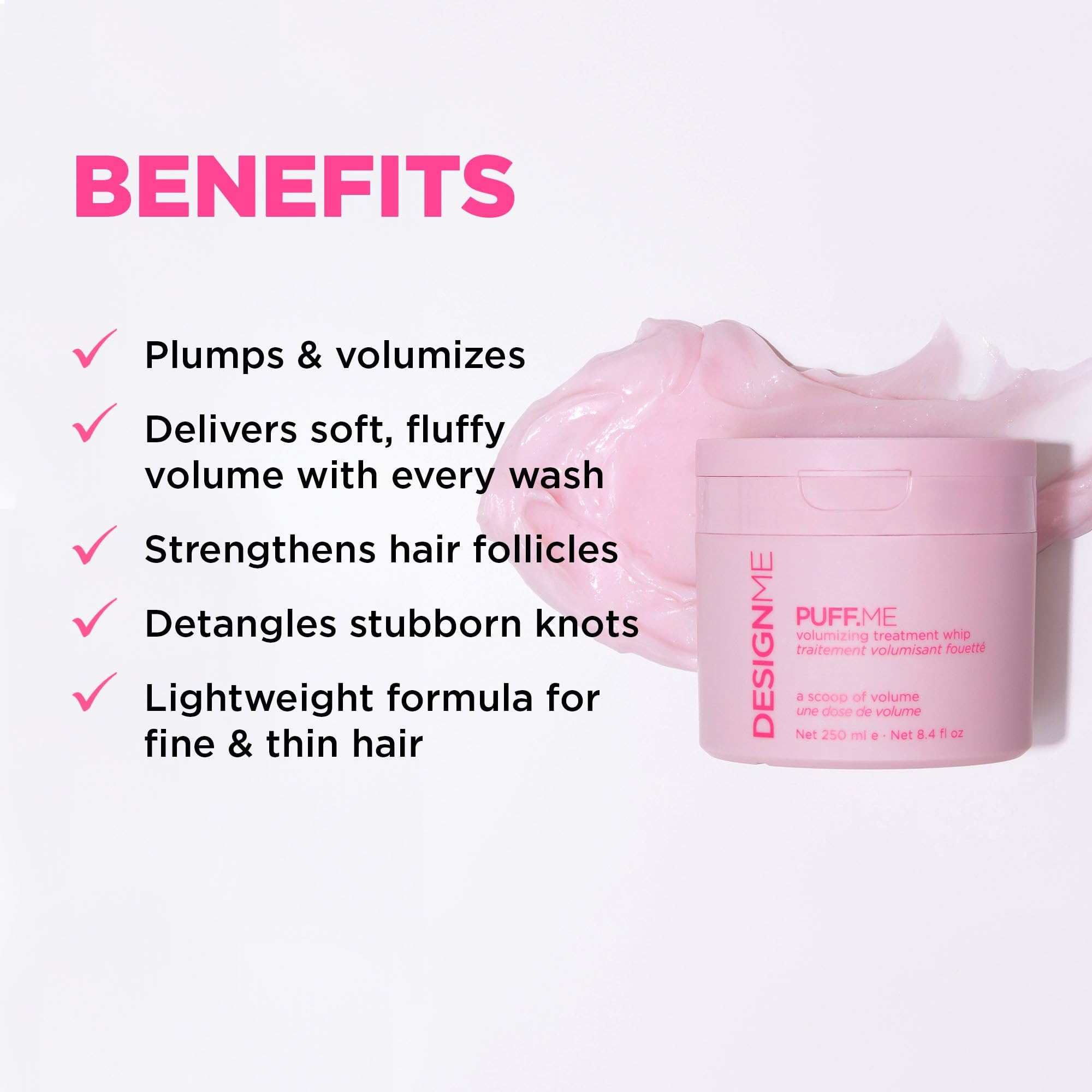 Design.Me PUFF.ME Volumizing Treatment Whip – Lightweight Hair Mask