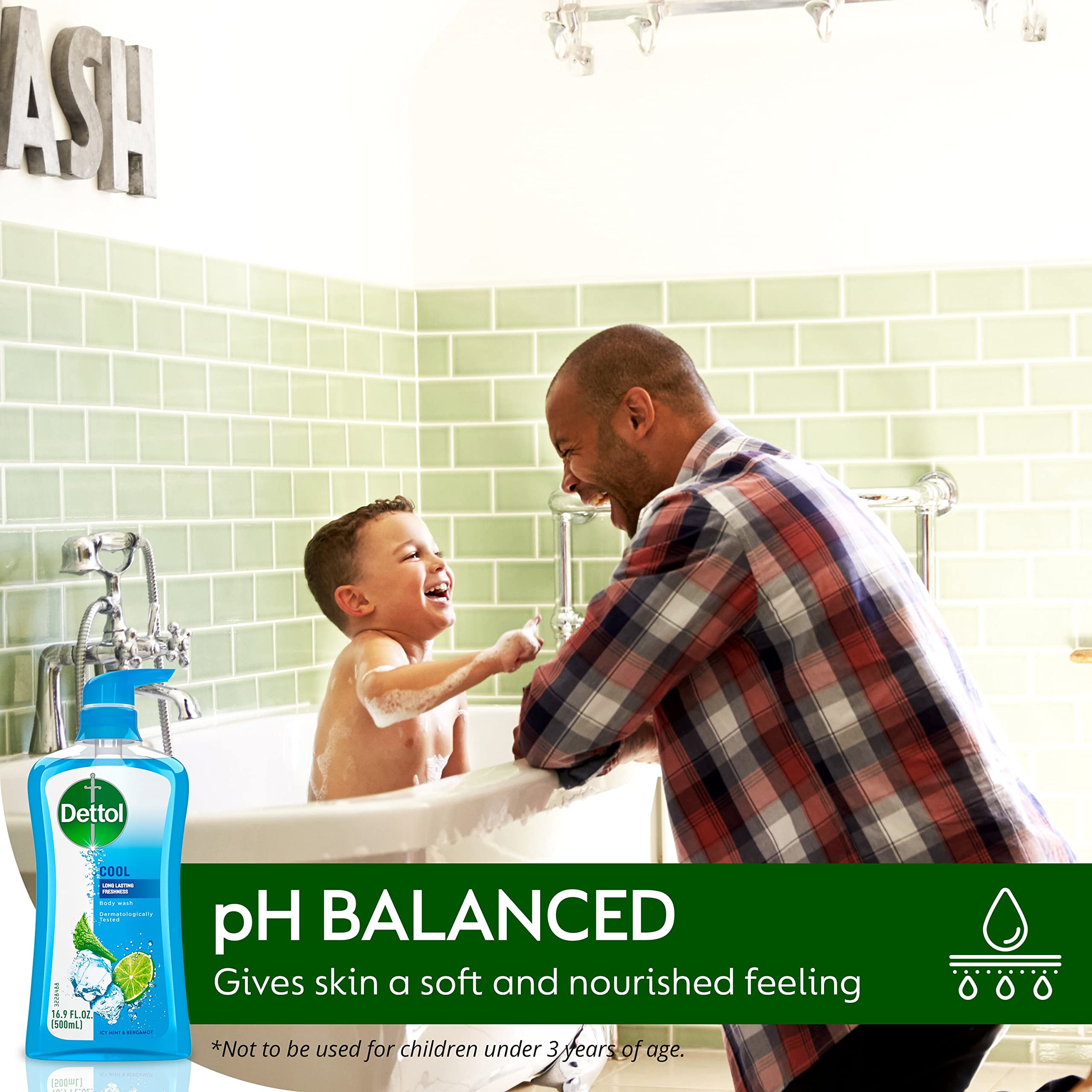 Dettol Cool Body Wash with Mint & Bergamot – Long-Lasting Freshness, 16.9 oz