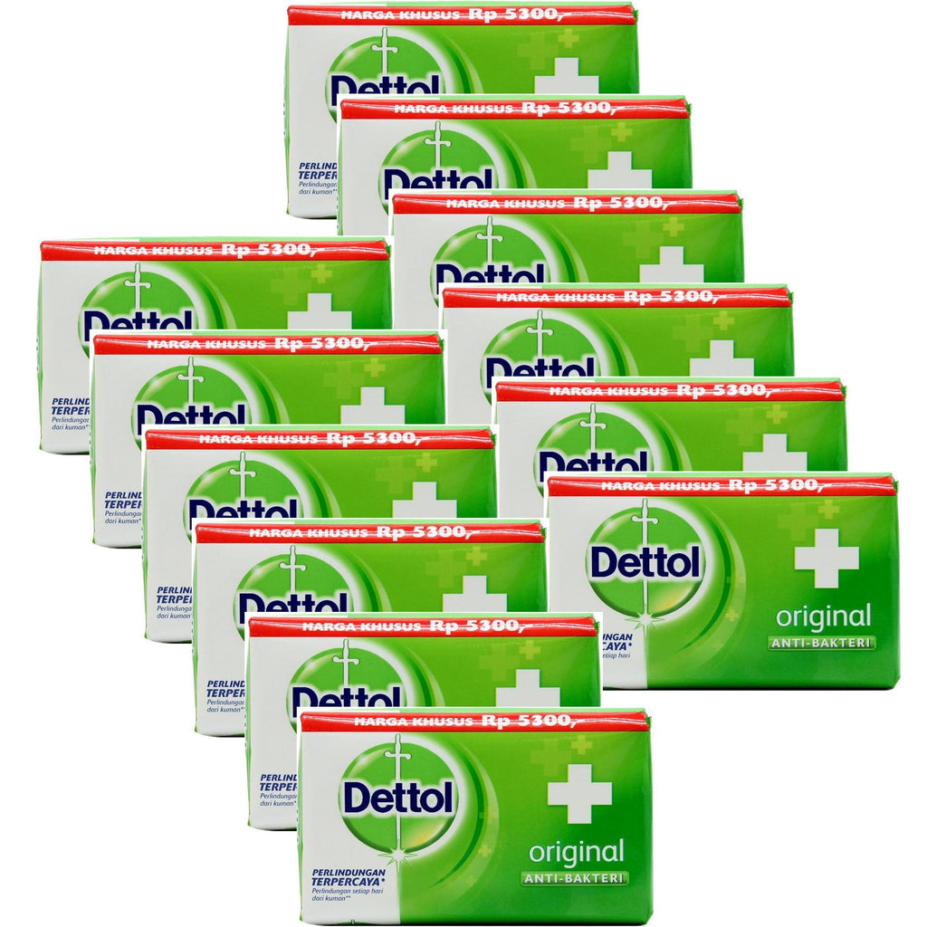 Dettol Original Anti-Bacterial Hand & Body Bar Soap – 110 g, Pack of 12