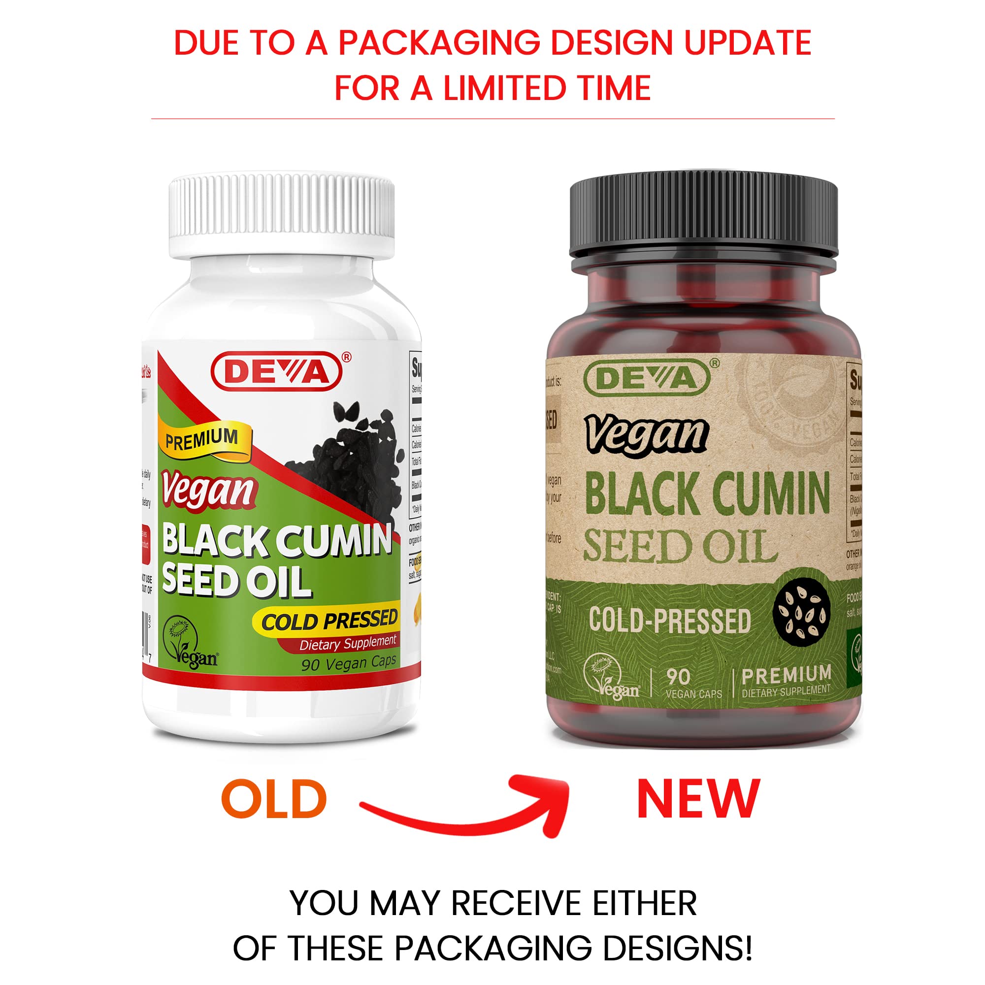 DEVA Vegan Black Cumin Seed Oil – Cold-Pressed, Unrefined, 2-Pack (90 Vegan Capsules)