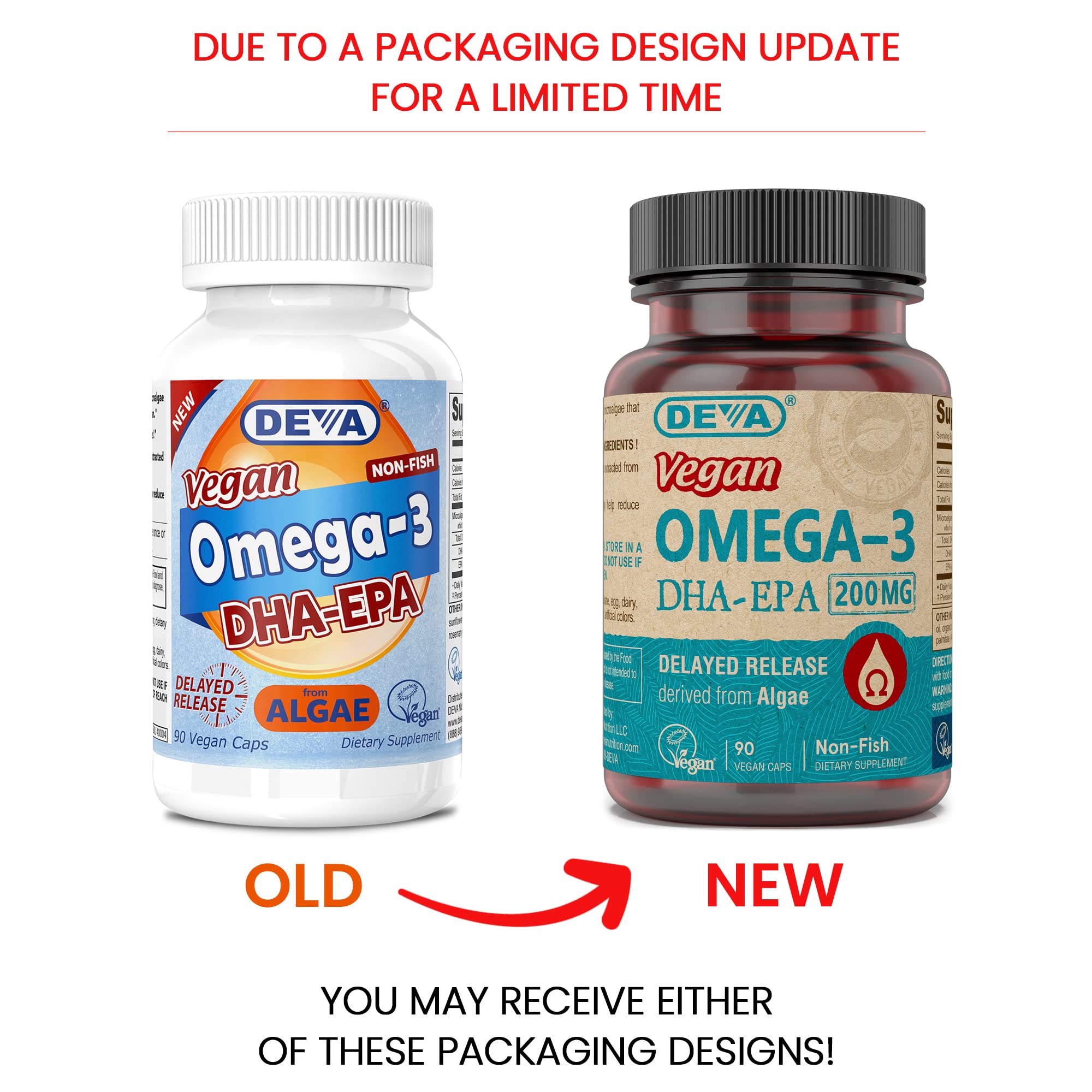 DEVA Nutrition Vegan Omega-3 DHA-EPA from Micro Algae | Delayed-Release 90 Vegan Capsules