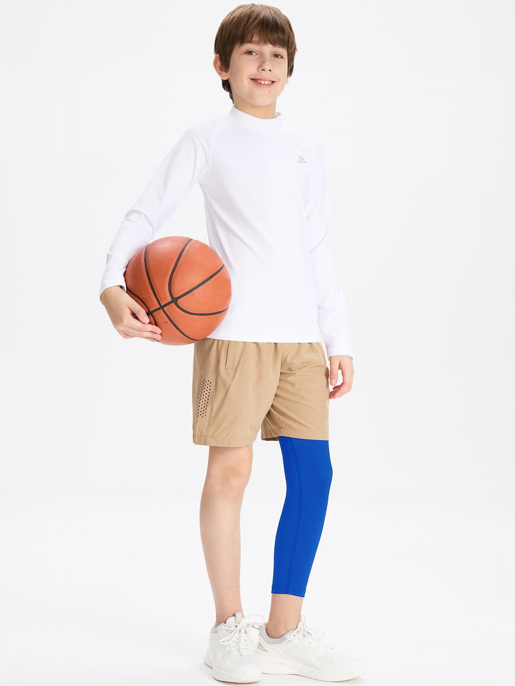 DEVOROPA Youth Boys One Leg Compression Pants – 3/4 Leg Tights, Royal L