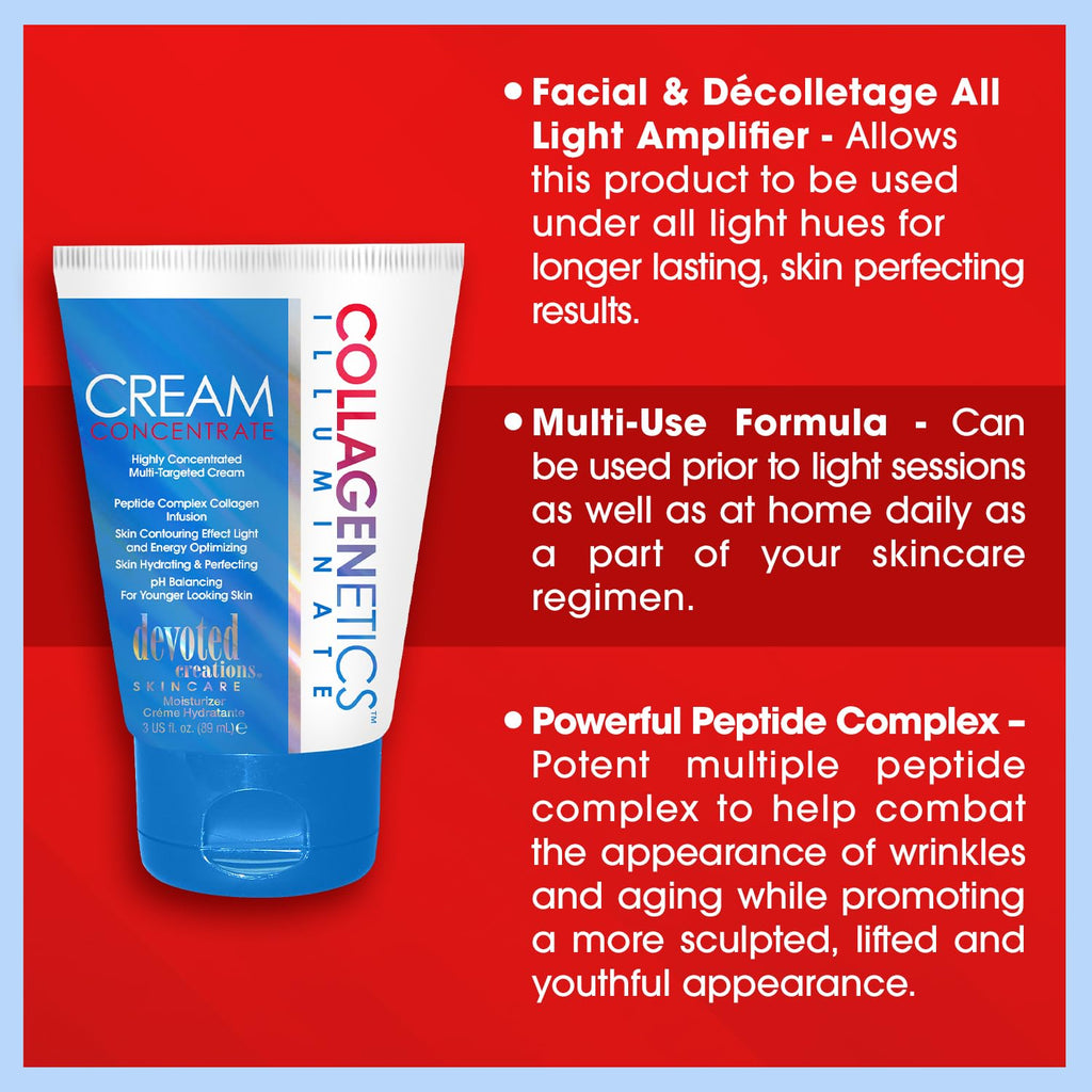 Devoted Creations Collagenetics Illuminate Cream Concentrate 3oz – Hydration, pH Balanced, Multi-Targeted Skin Perfection