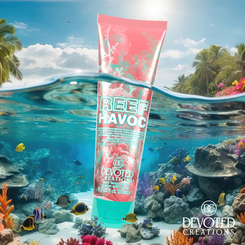 Devoted Creations Reef Havoc – Indoor/Outdoor Mineral Surge Natural Bronzer Dark Tanning Lotion