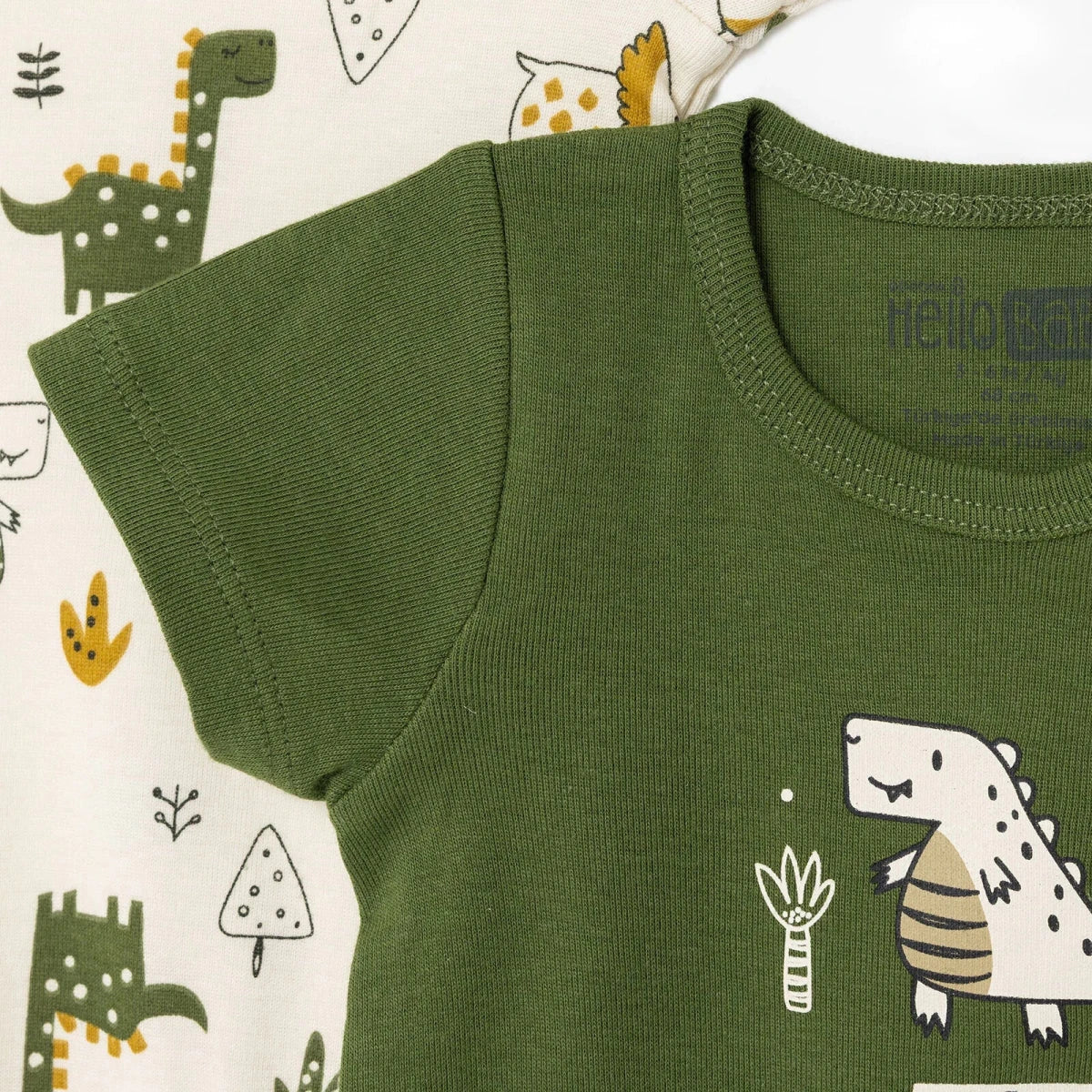 HelloBaby 2 Pack Dinosaur Print Short Sleeve Baby Bodysuits (1-3 Months to 2-3 Years)
