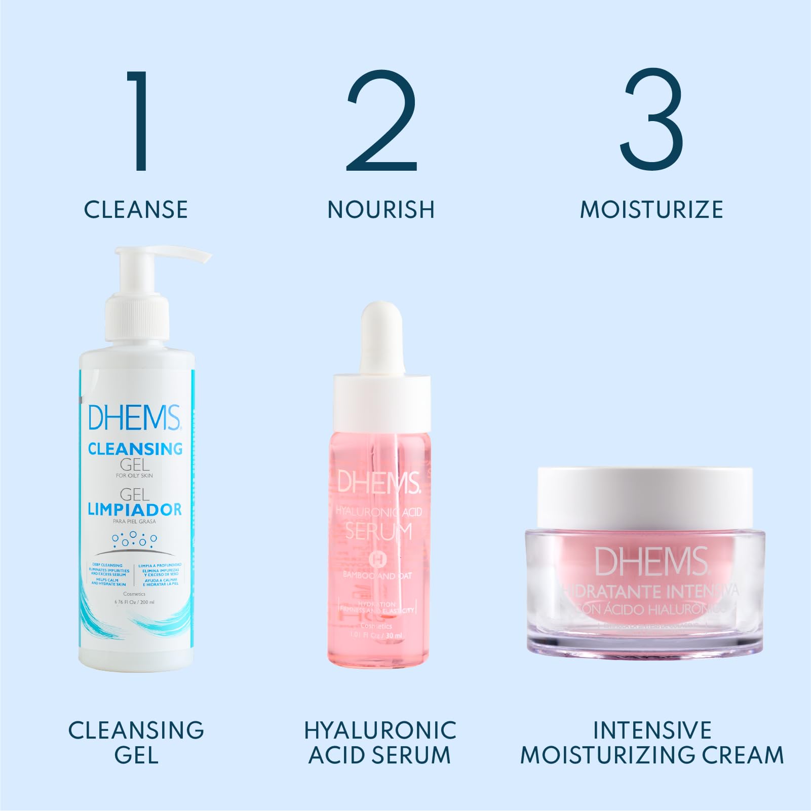 DHEMS Cleansing Gel: Daily Face Wash & Makeup Remover for Oily & Combination Skin