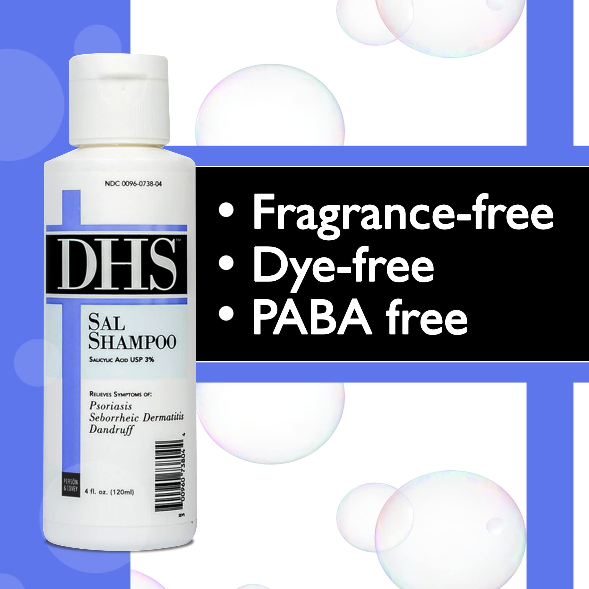 DHS SAL Shampoo – Maximum Strength Medicated Anti-Dandruff with 3% Salicylic Acid | Fragrance-Free | PBA-Free | 4oz