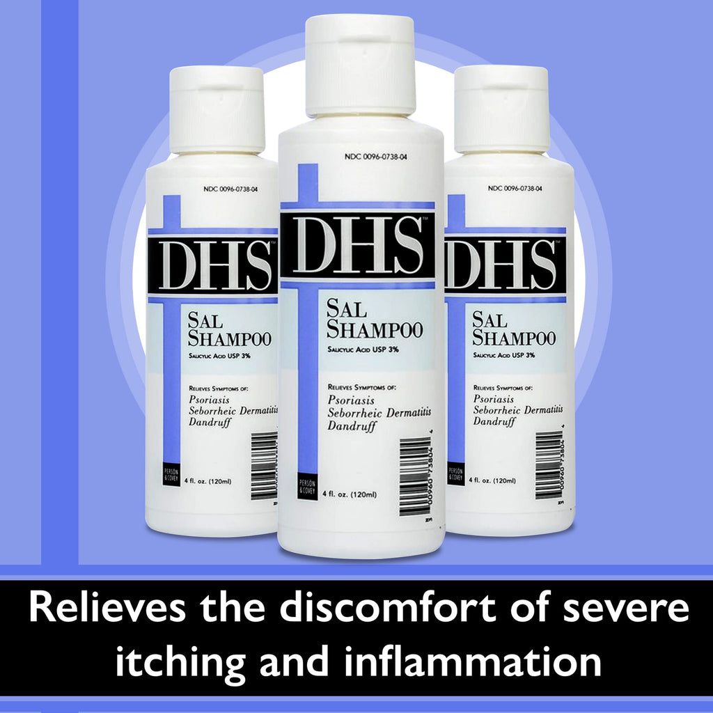 DHS SAL Shampoo – Maximum Strength Medicated Anti-Dandruff with 3% Salicylic Acid | Fragrance-Free | PBA-Free | 4oz