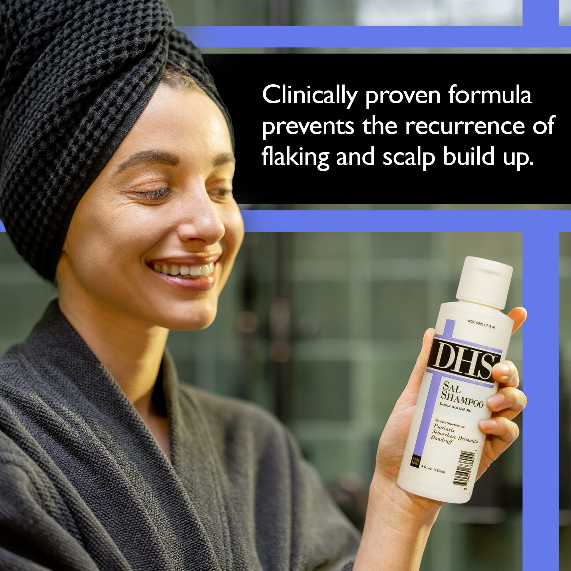 DHS SAL Shampoo – Maximum Strength Medicated Anti-Dandruff with 3% Salicylic Acid | Fragrance-Free | PBA-Free | 4oz