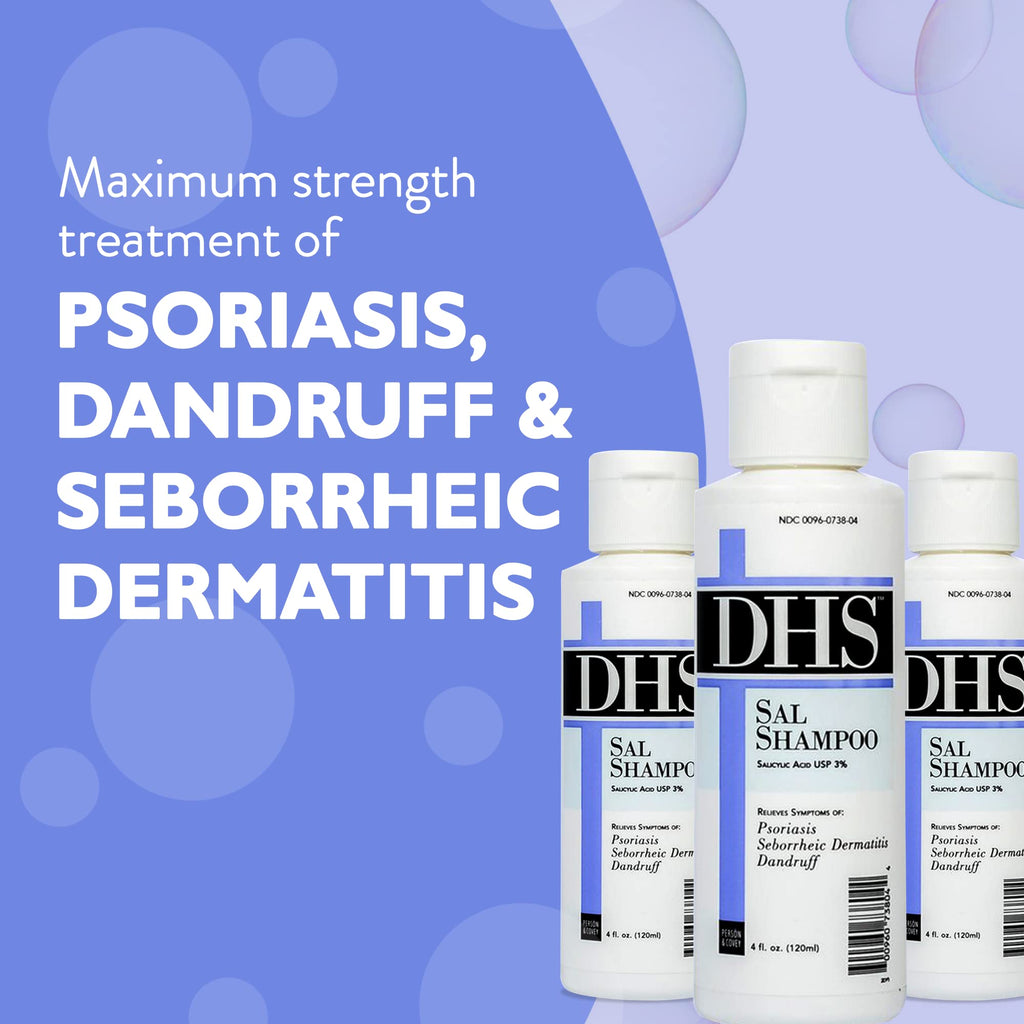 DHS SAL Shampoo – Maximum Strength Medicated Anti-Dandruff with 3% Salicylic Acid | Fragrance-Free | PBA-Free | 4oz