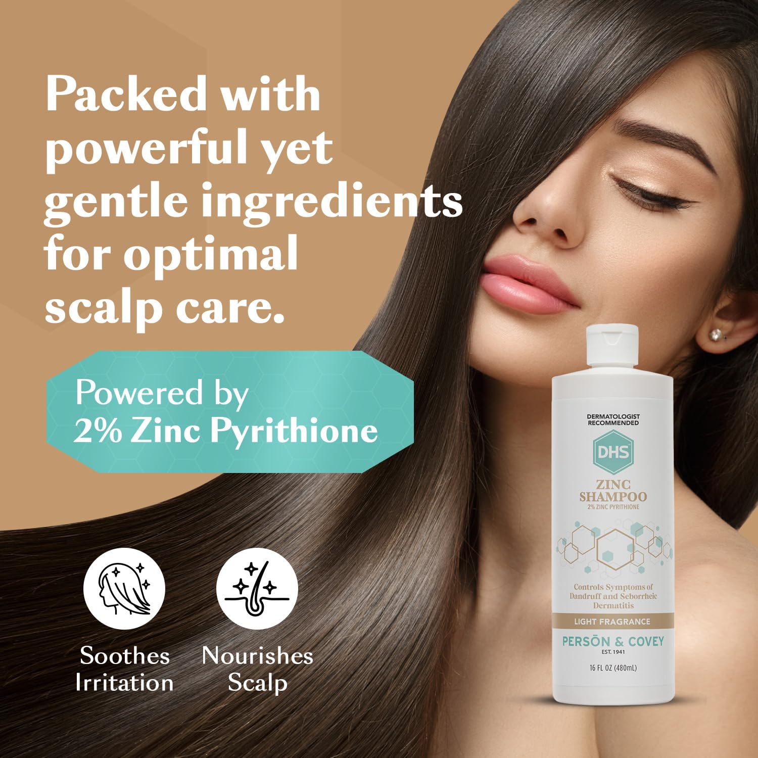 DHS Zinc Shampoo – 16 Oz (Pack of 2) | Detangling, Shine & Panthenol
