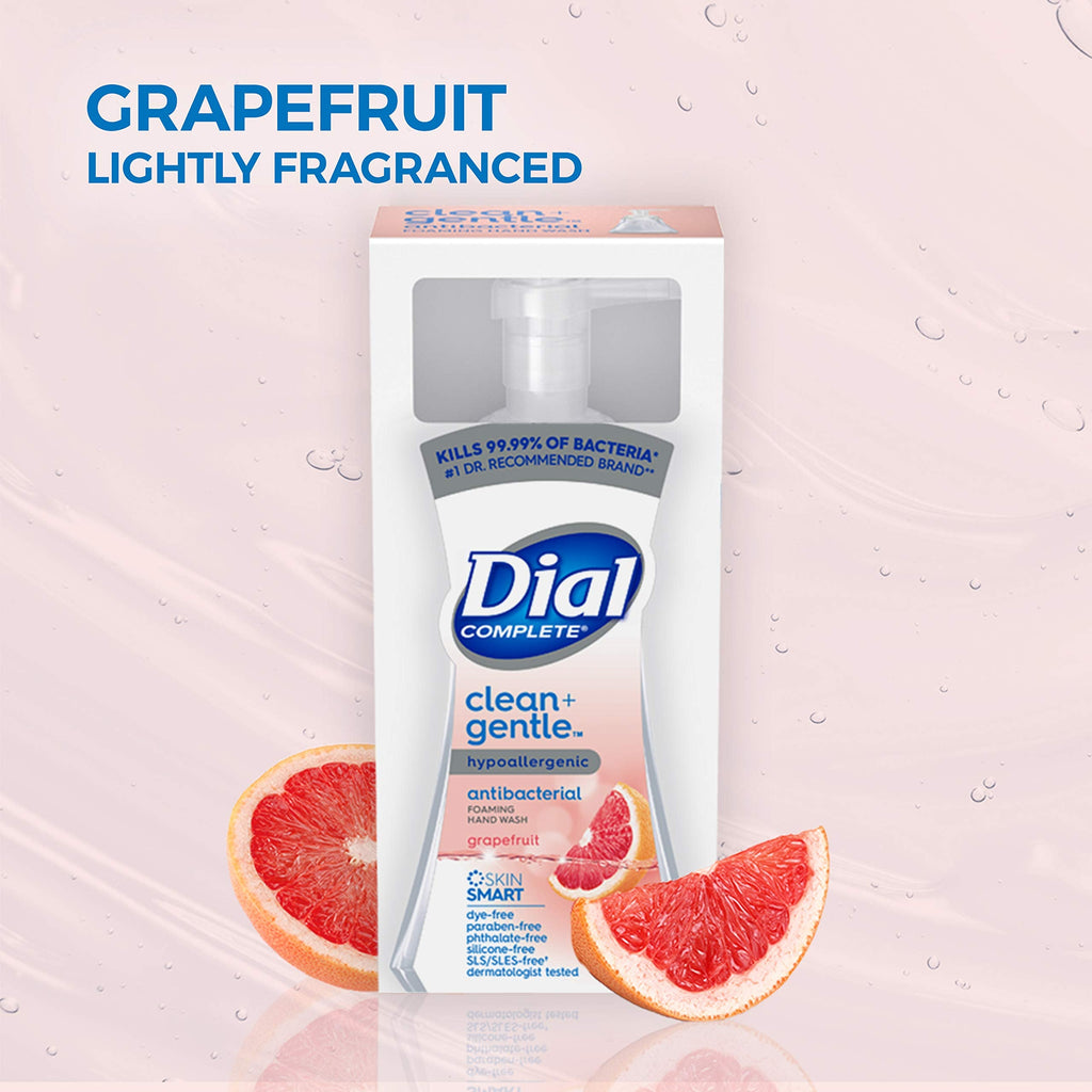 Dial Complete Clean + Gentle Antibacterial Foaming Hand Wash – Grapefruit, 7.5 Fl Oz (8 Count Case)