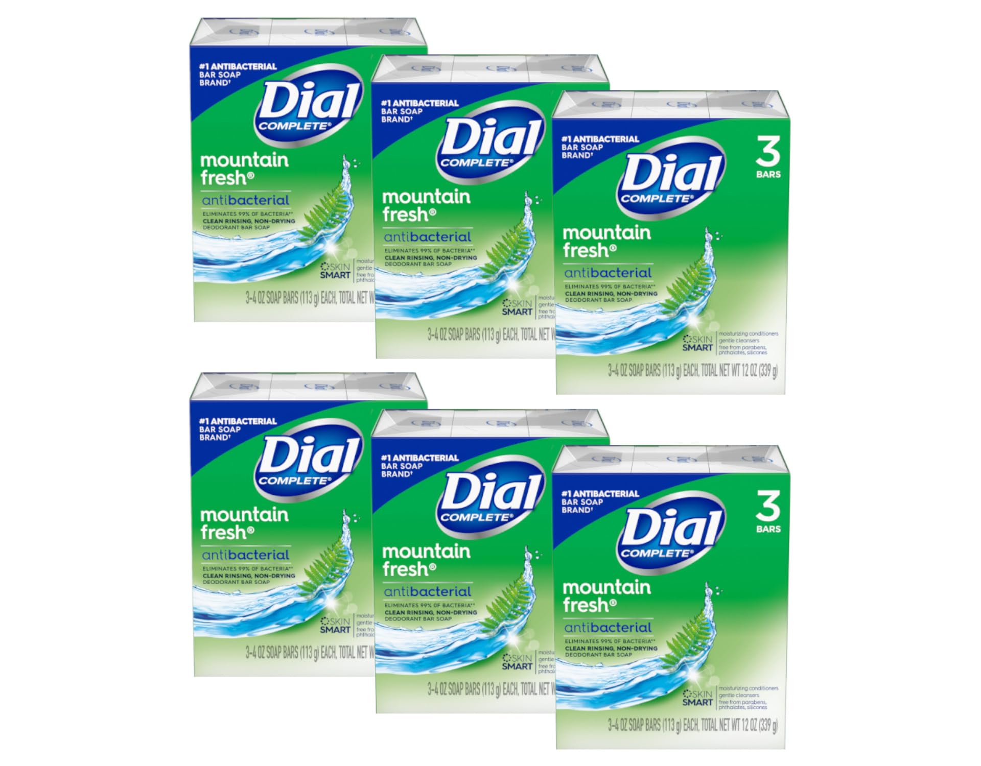 Dial Mountain Fresh Antibacterial Deodorant Bar Soap — 6 x 4 oz Bars