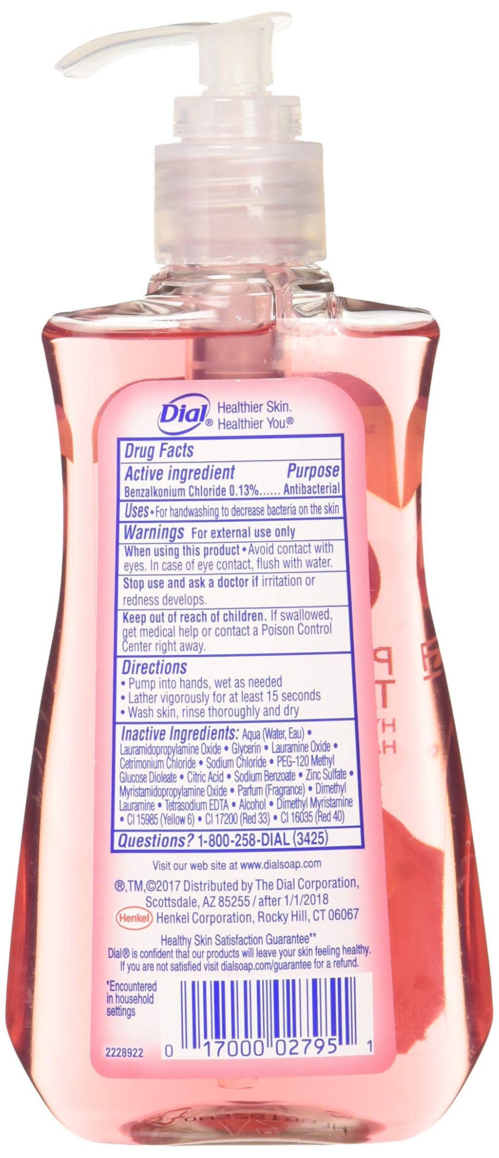 Dial Pomegranate & Tangerine Antibacterial Hand Soap with Moisturizer – Pack of 4 (7.5 oz bottles)