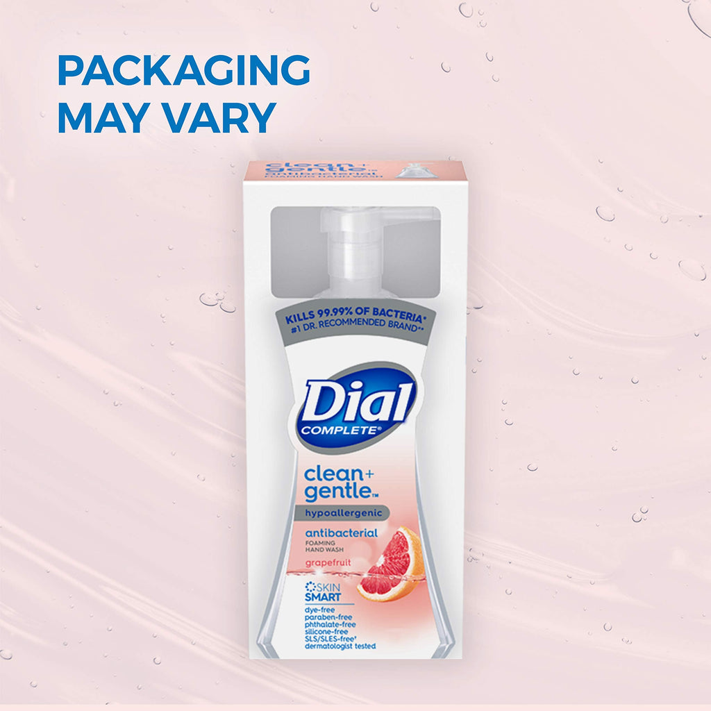 Dial Complete Clean + Gentle Antibacterial Foaming Hand Wash – Grapefruit, 7.5 Fl Oz (8 Count Case)