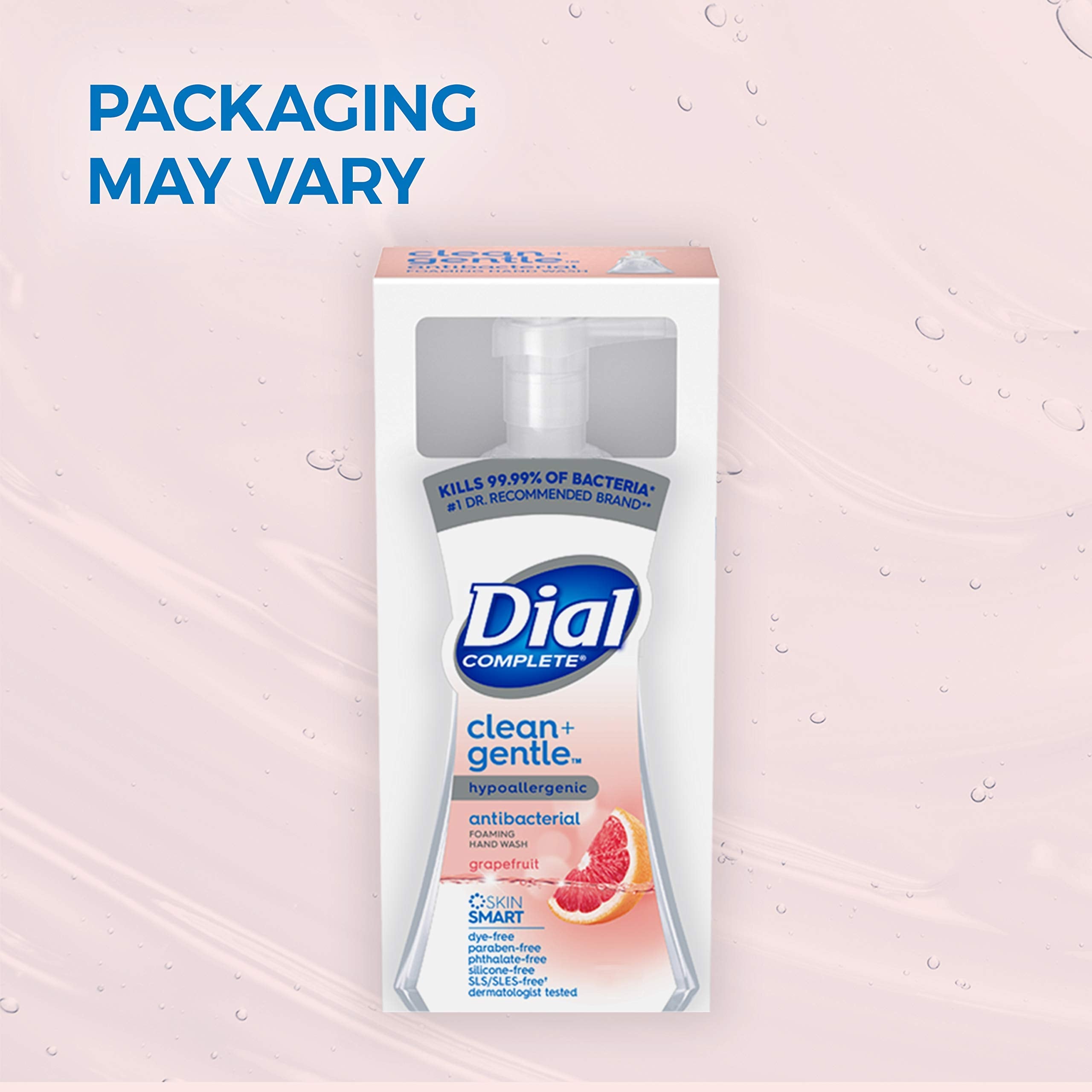 Dial Complete Clean + Gentle Antibacterial Foaming Hand Wash – Grapefruit, 7.5 Fl Oz (8 Count Case)