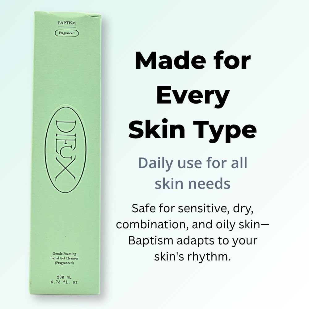 Dieux Baptism Gentle Foaming Facial Gel Cleanser – Hydrating, Fragrance Options, 6.76 oz