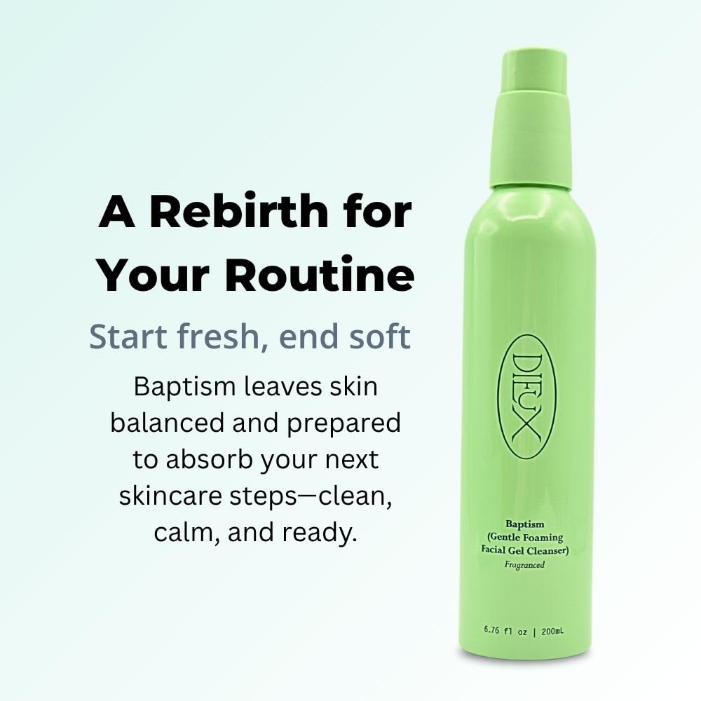 Dieux Baptism Gentle Foaming Facial Gel Cleanser – Hydrating, Fragrance Options, 6.76 oz