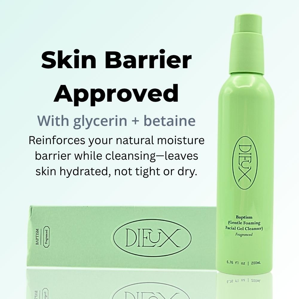 Dieux Baptism Gentle Foaming Facial Gel Cleanser – Hydrating, Fragrance Options, 6.76 oz