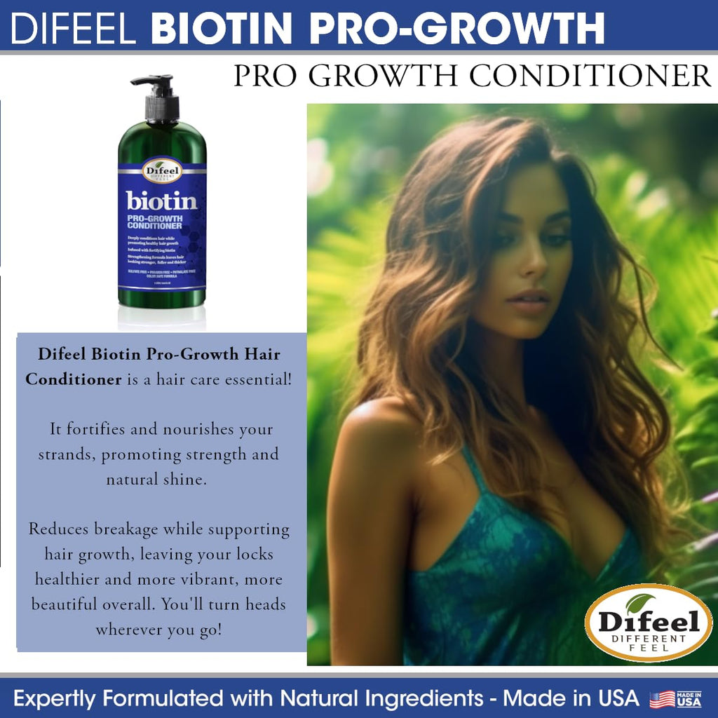 Difeel Pro-Growth Biotin Conditioner for Hair Growth | 33.8 oz | For Thinning Hair