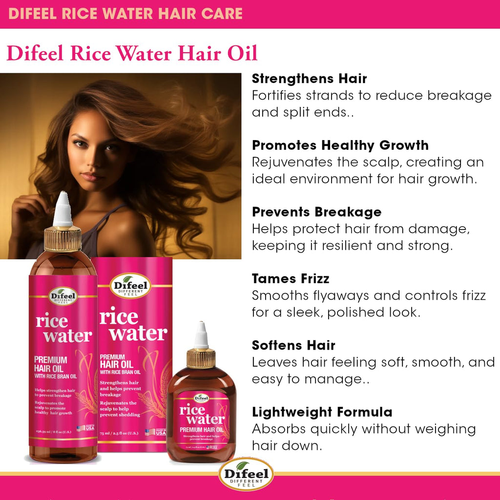 Difeel Rice Water 4-Piece Shampoo & Conditioner Set | Deep Conditioning for All Hair Types