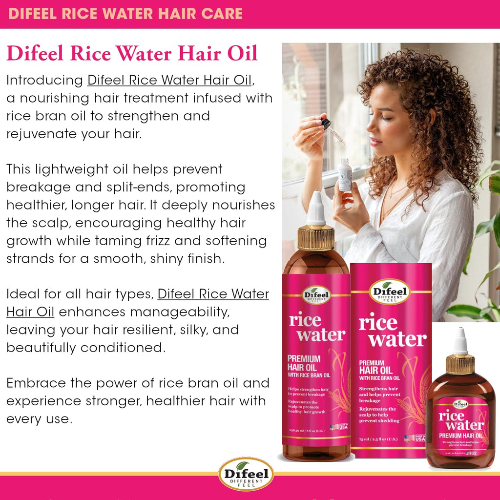 Difeel Rice Water 4-Piece Shampoo & Conditioner Set | Deep Conditioning for All Hair Types