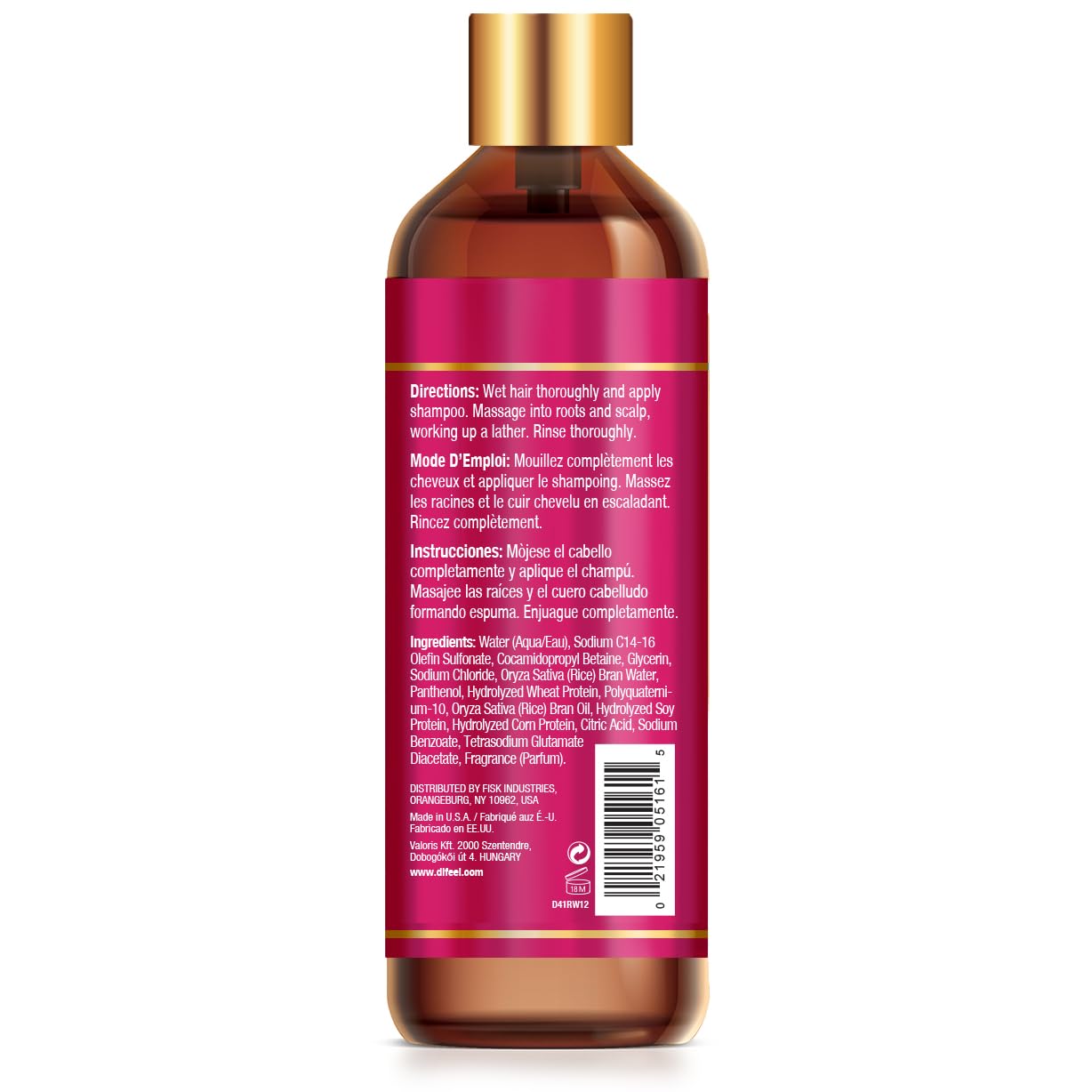 Difeel Rice Water Shampoo 12 oz – Strengthening, Sulfate-Free for All Hair Types