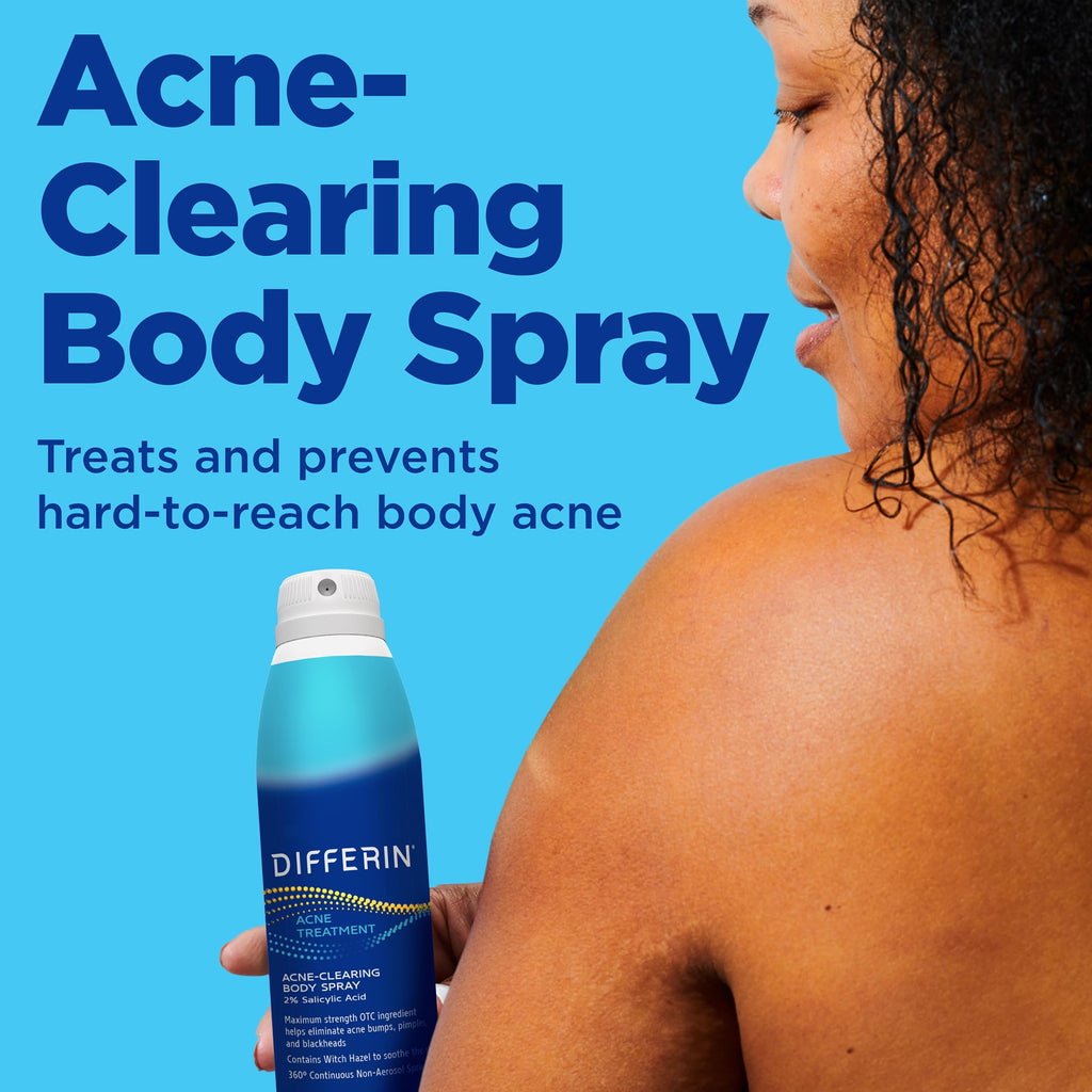 Differin Acne-Clearing Body Spray with Salicylic Acid – 2% SA, 360° Mist, 6 oz