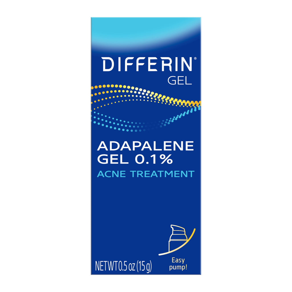 Differin Acne Treatment Gel 0.1% Adapalene – 30 Day Supply, 15g Pump (Packaging May Vary)