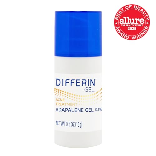 Differin Acne Treatment Gel 0.1% Adapalene – 30 Day Supply, 15g Pump (Packaging May Vary)