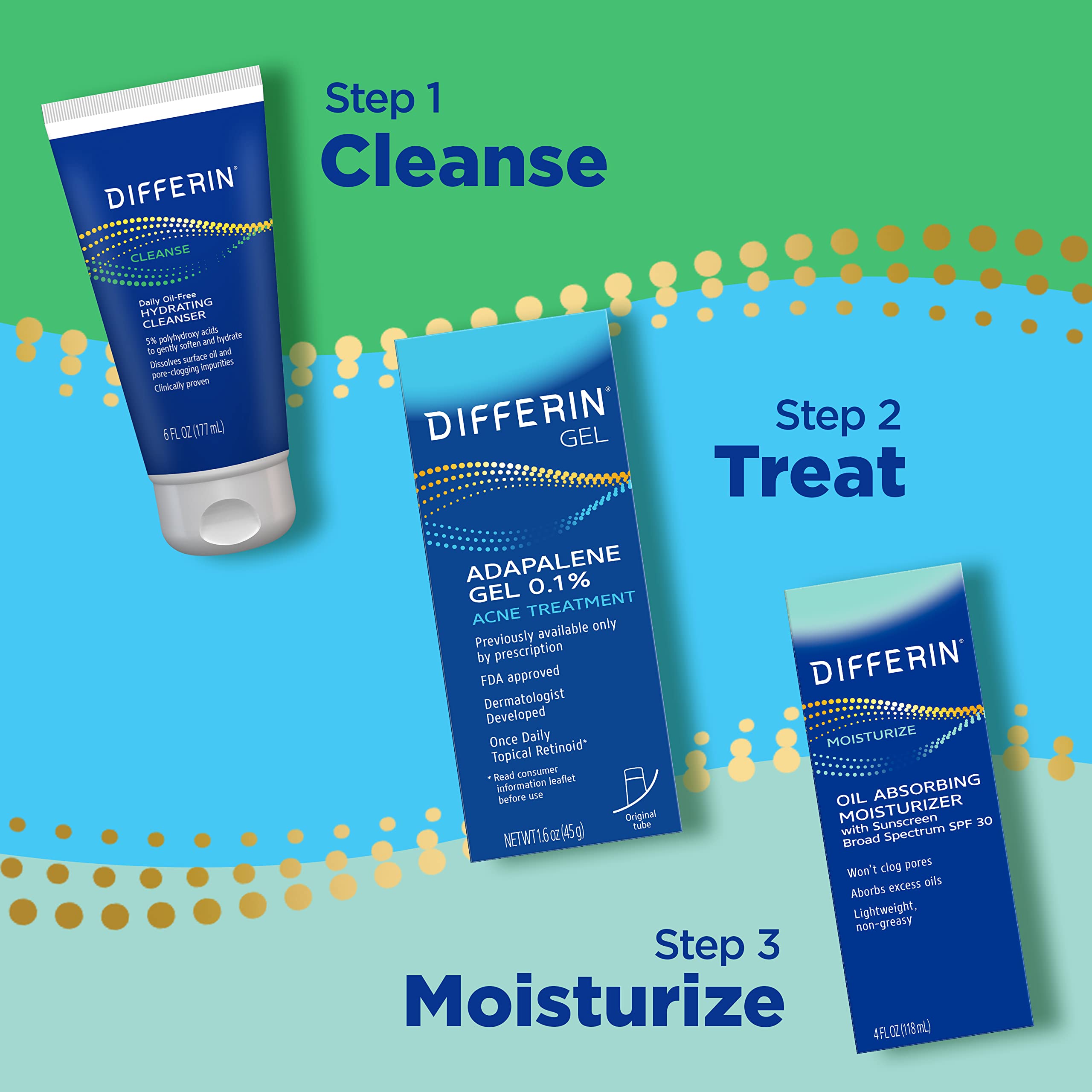 Differin Oil Absorbing Moisturizer with SPF 30 | Matte Finish, Non-Greasy Hydration for Acne-Prone Skin