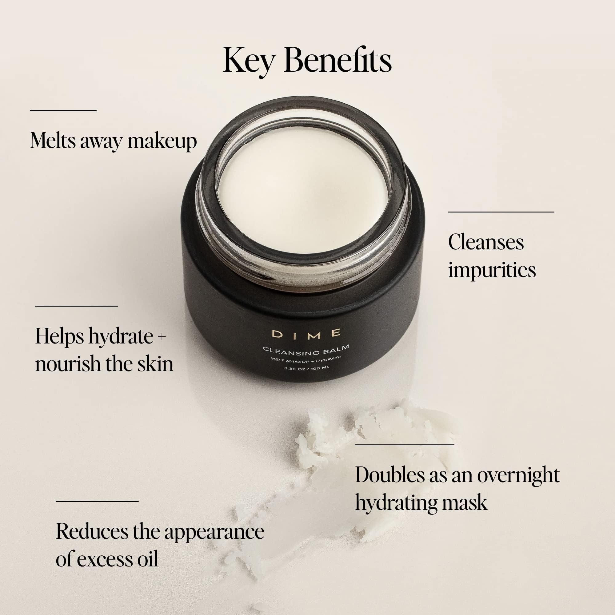 DIME Beauty Cleansing Balm – Makeup Remover, Hydrating Cleanser with Squalane | 3.38 oz