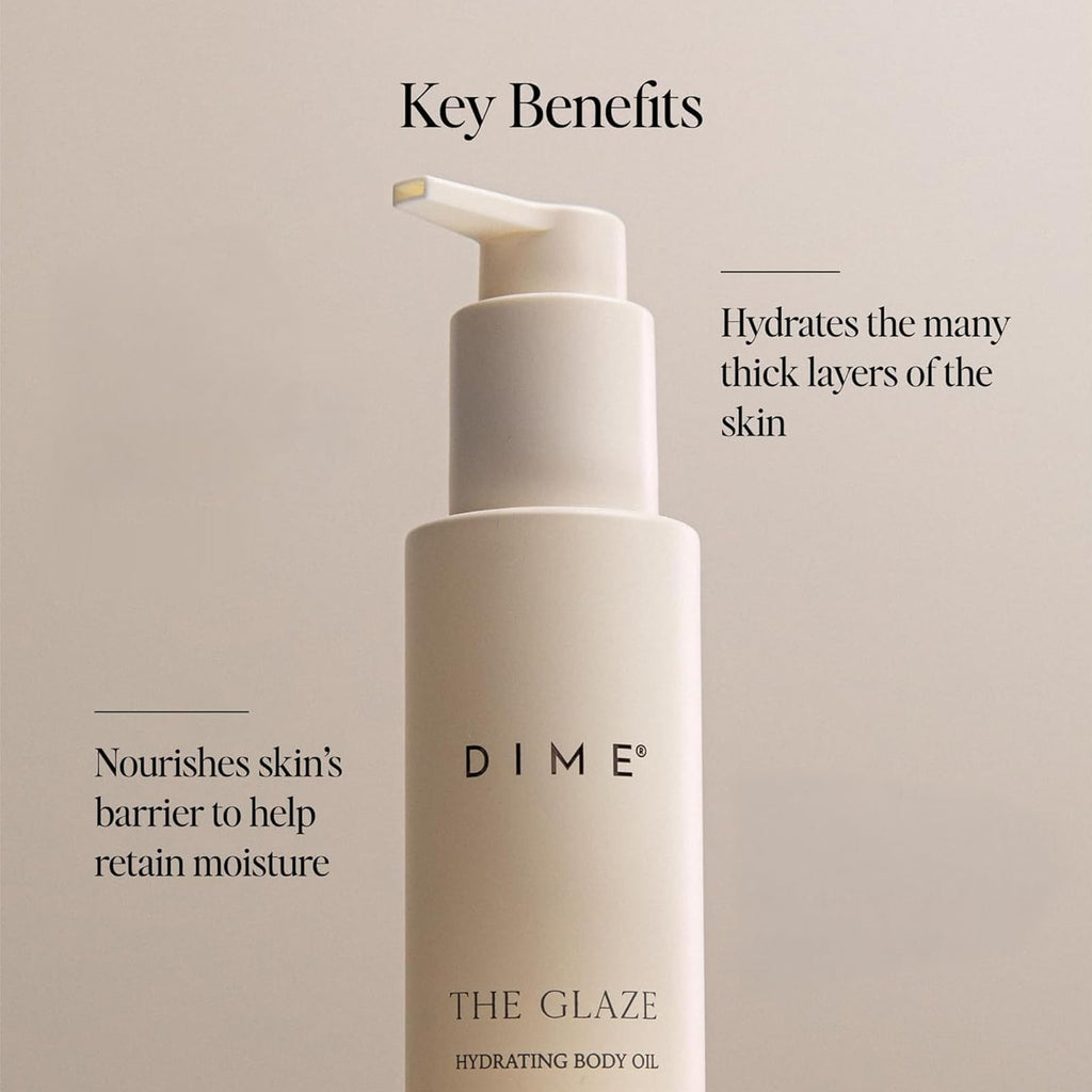 DIME Beauty Glaze Body Oil – Hydrating, Quick-Absorbing Argan + Jojoba Oil for All-Over Glow | 4 oz / 120 ml