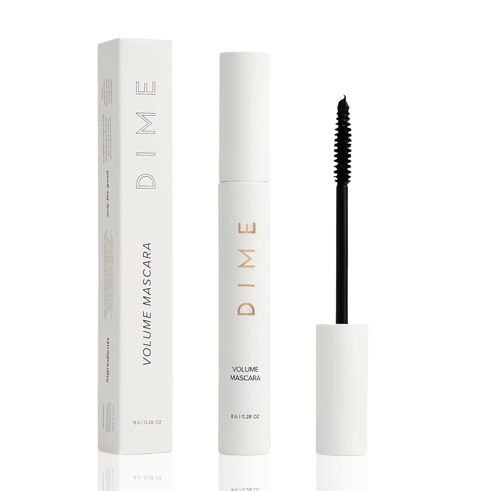 DIME Beauty Volume Mascara – Smudge-Proof Tubing Mascara for Fuller, Thicker Lashes, Black 0.28 oz / 8 g