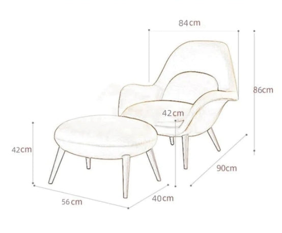 Swoon Lounge Petit Armchair And Stool, Brown, Wood Leg