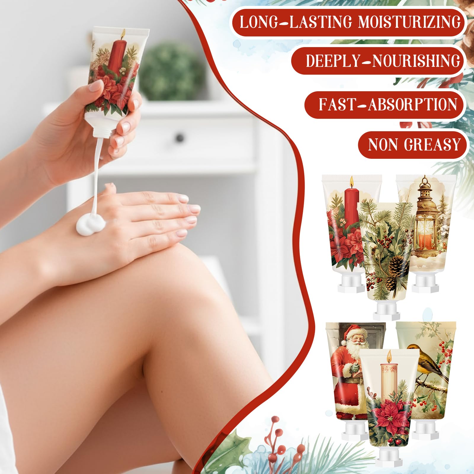 Dimsile 48-Piece Christmas Hand Cream Gift Set – 6 Fragrances, Travel-Size Moisturizers