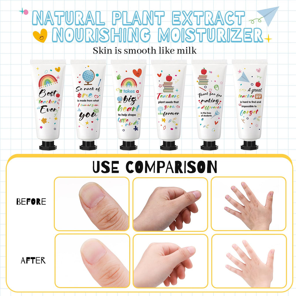 Dimsile 24-Set Teacher Appreciation Hand Cream Gifts – Cards & Organza Bags, Travel-Size Moisturizing Lotion