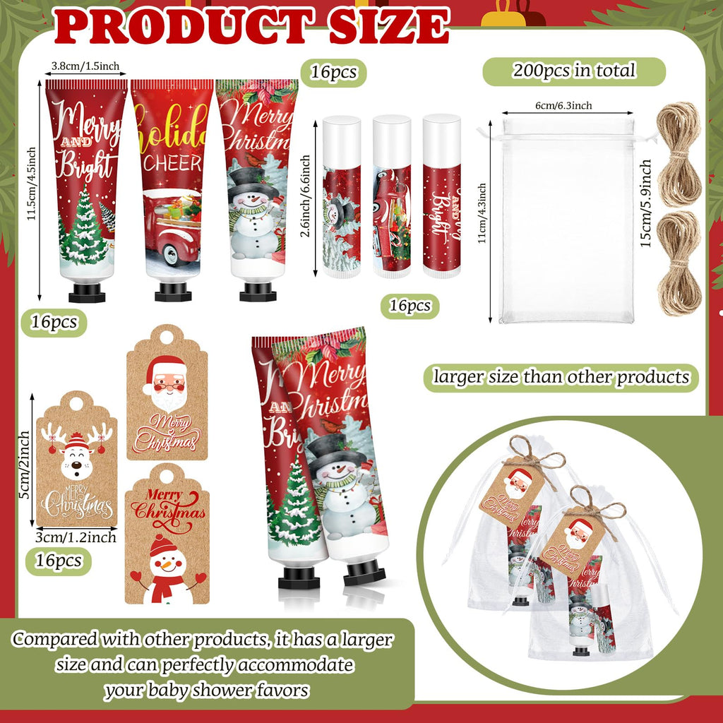 Dimsile 50-Set Christmas Hand Lotion & Lip Balm Gift Set with Organza Bags – Holiday Stocking Stuffers