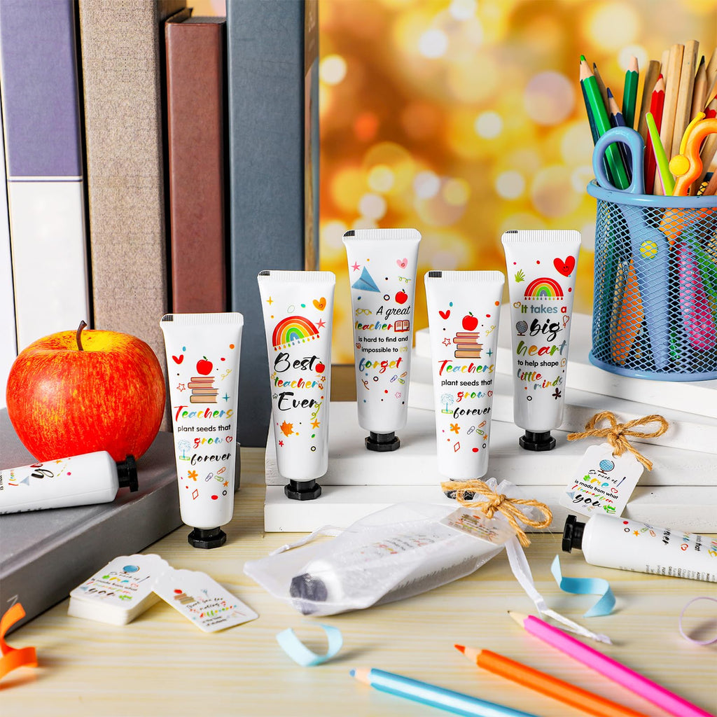 Dimsile 24-Set Teacher Appreciation Hand Cream Gifts – Cards & Organza Bags, Travel-Size Moisturizing Lotion