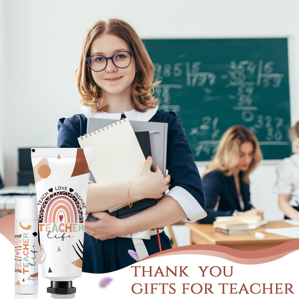 Dimsile 48-Set Christmas Teacher Gifts: Hand Cream, Lip Balm & Organza Bags